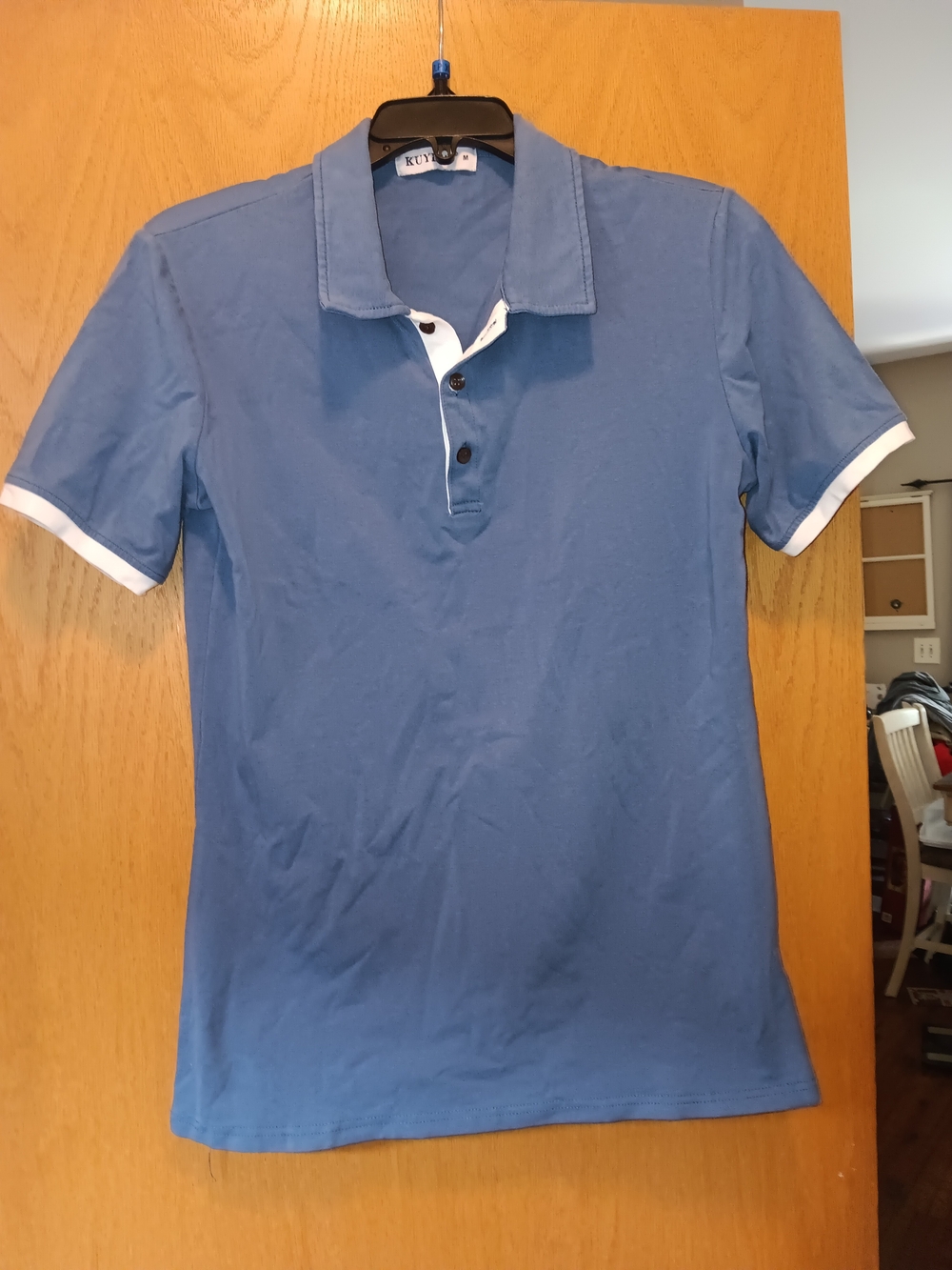 Men's Size Medium Classic Blue Polo with White Trim